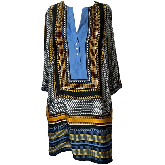 Zara Basic Dresses & Skirts - Zara Basic Colorful Patterned Long Sleeve 3 Button Closure Side PocketDress SM